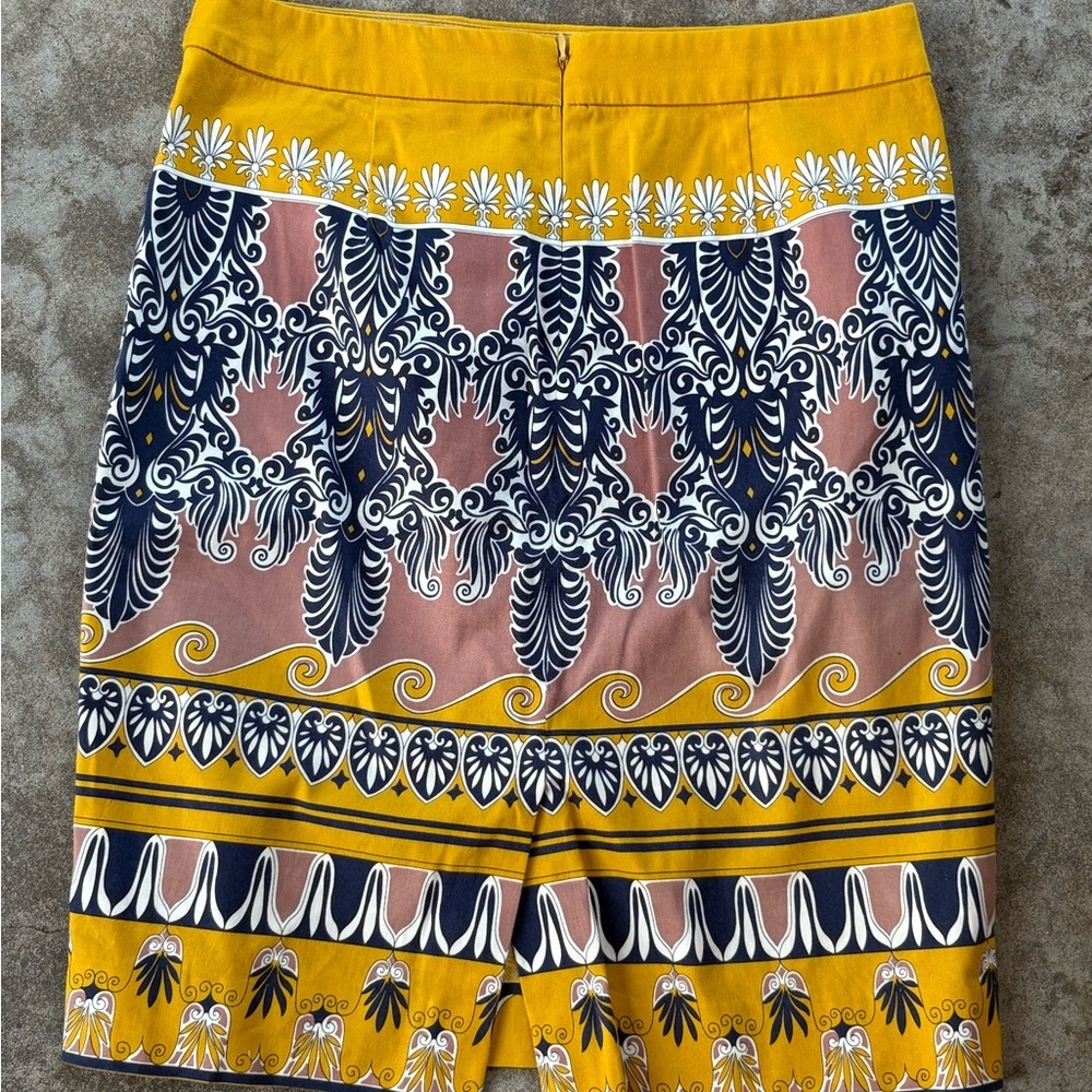 J. Crew Yellow Navy Pink Patterned Pencil Skirt - Picture 3 of 3